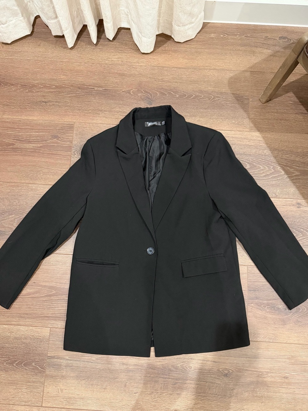 Black Single-Button oversized Women's Blazer